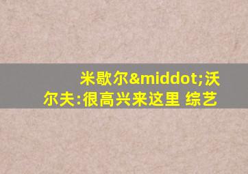 米歇尔·沃尔夫:很高兴来这里 综艺